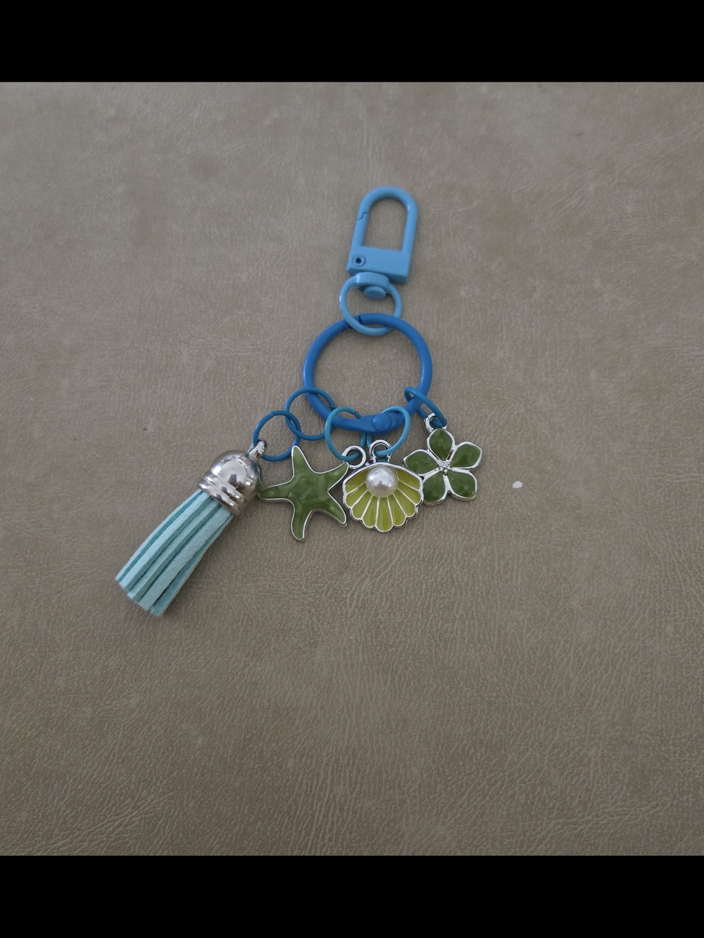 Blue & Green Beach Bag Charm with Tassel